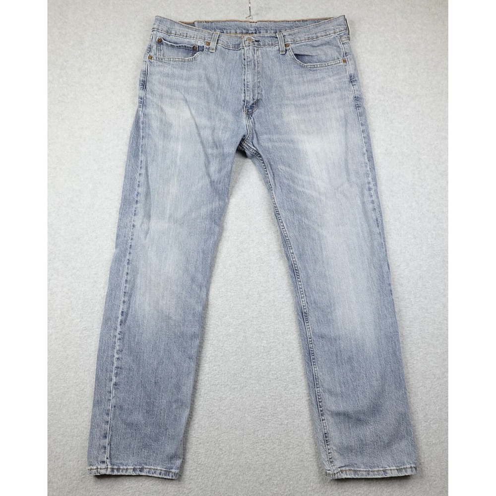 Levi 505 Jeans Mens 38x32 Blue Light Wash Straight Fit Denim Classic Casual Work